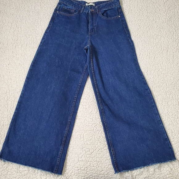 Zara Denim - Zara TRF Collection Wide Leg Cropped Jeans Size 2